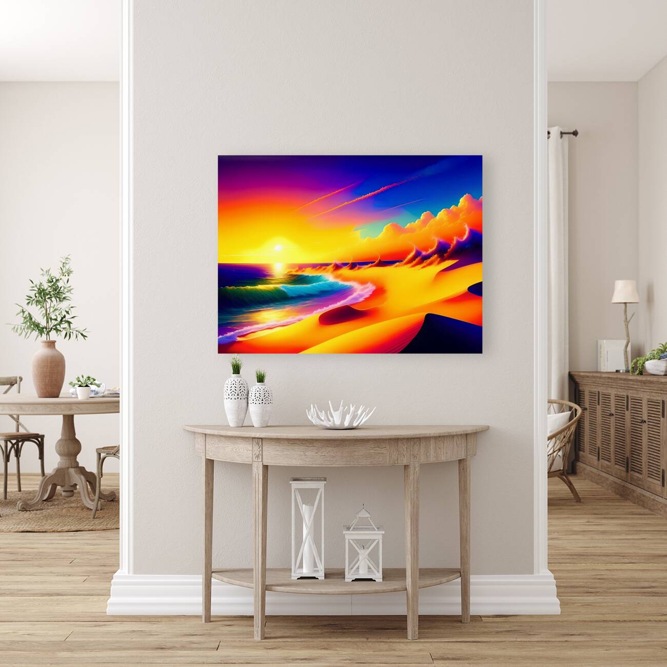 Beach Scene Psychedelic Reproduction