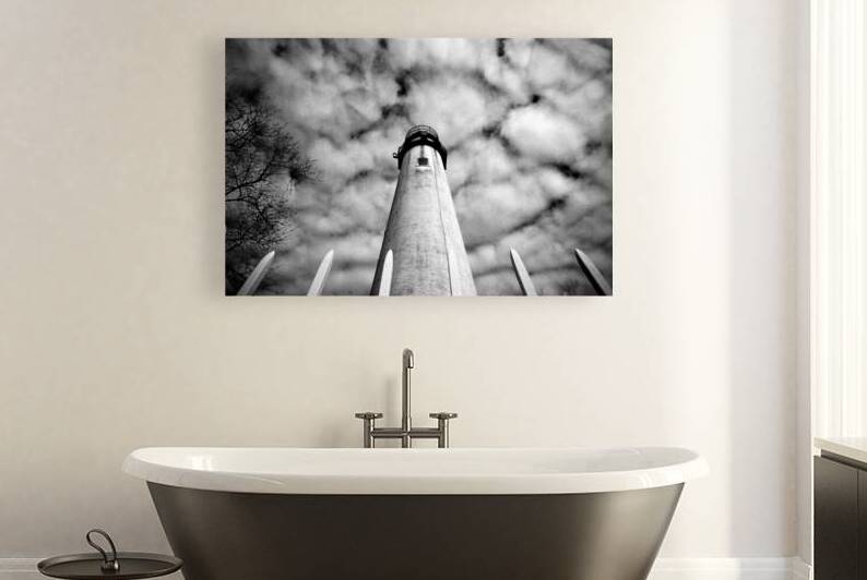 The Fenwick Light and a Mackerel Sky in Black and White by Bill Swartwout Photography