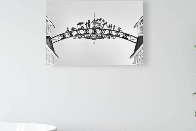 Ocean City Boardwalk Arch in Black and White by Bill Swartwout Photography