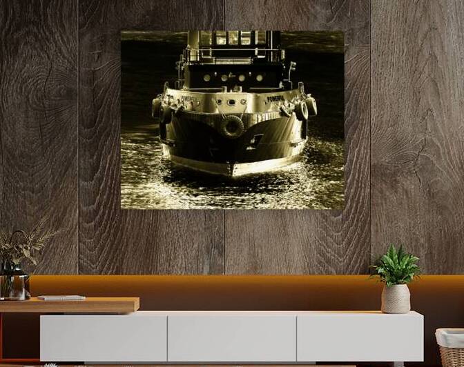 Tugboat Powerful Goldtone Bow Front View by Bill Swartwout Photography