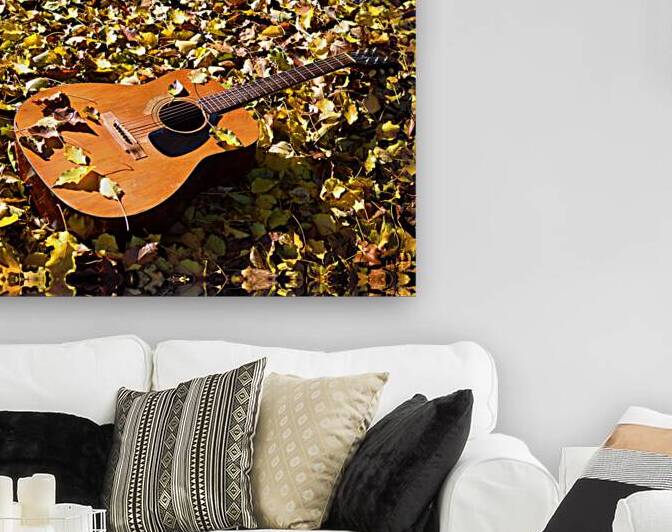 Guitar Yamaha in Fall Leaves by Bill Swartwout Photography