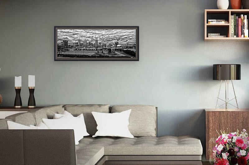 Baltimore Harbor Clouds Pan Black White by Bill Swartwout Photography
