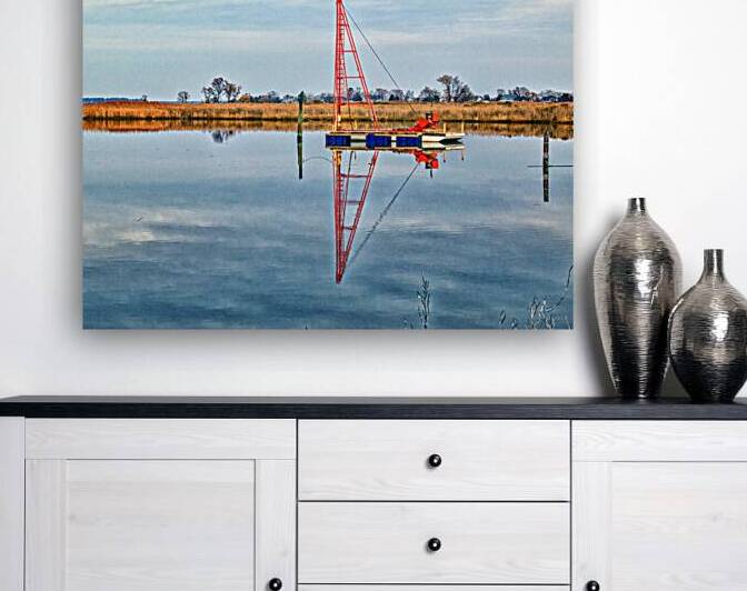 Pile Driver Reflection on Kent Island 0015 by Bill Swartwout Photography