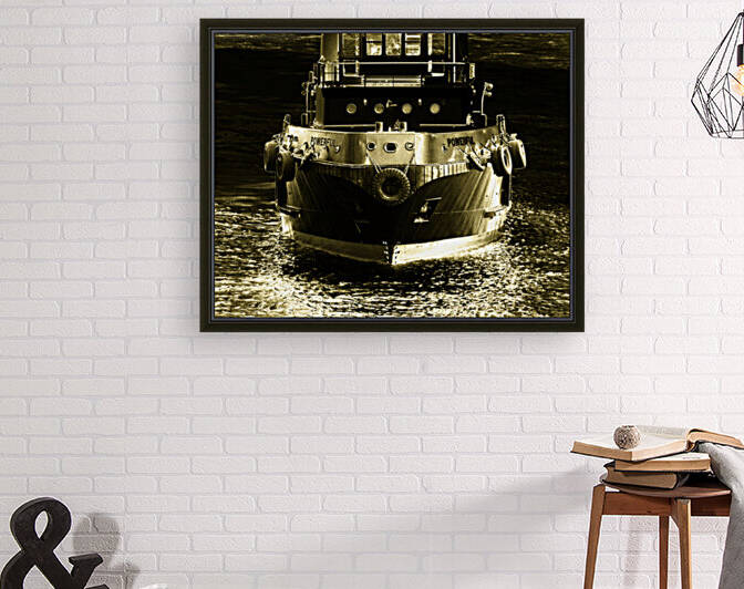 Tugboat Powerful Bow Gold Front View by Bill Swartwout Photography