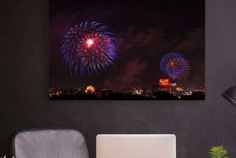 Blue Fireworks over Domino Sugar by Bill Swartwout Photography