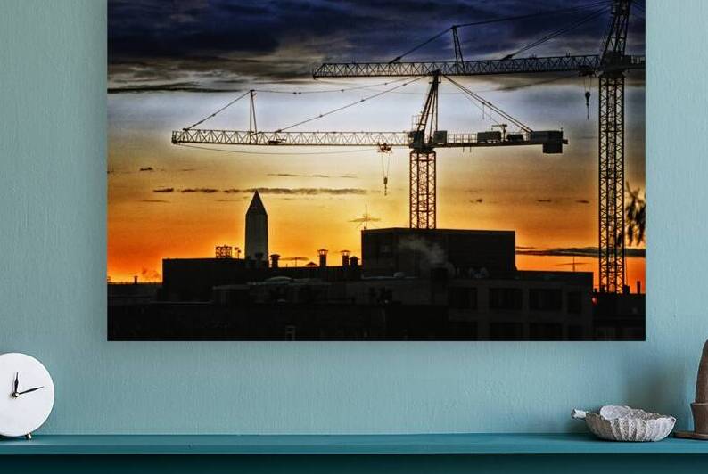 Construction Cranes and the Washington Monument by Bill Swartwout Photography