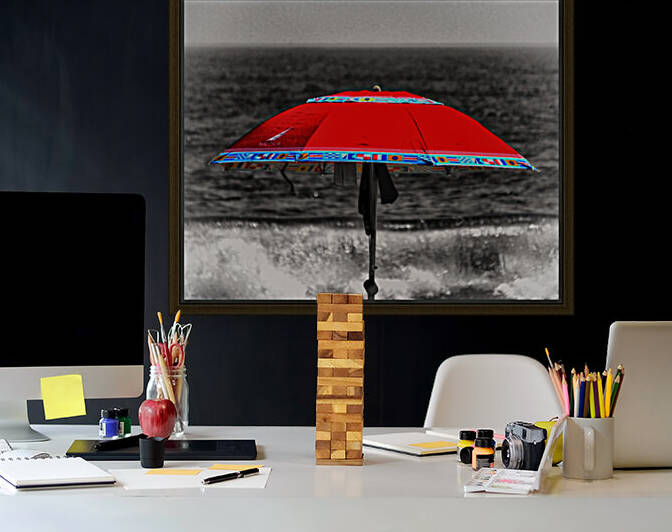 Red Umbrella on the Beach by Bill Swartwout Photography