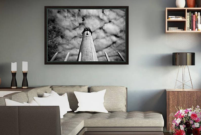 Fenwick Lighthouse in the Sky Black and White by Bill Swartwout Photography