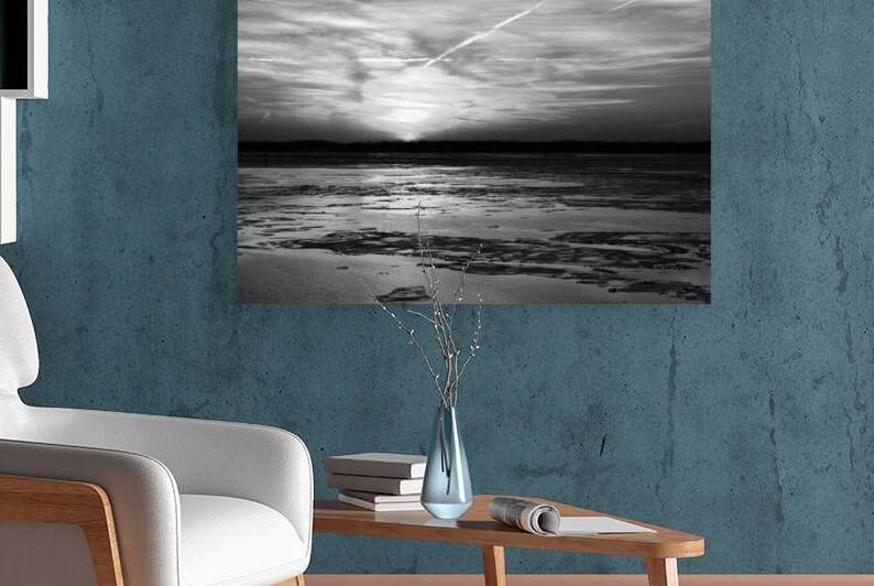 Frozen Chesapeake Bay Sunset in Black and White by Bill Swartwout Photography
