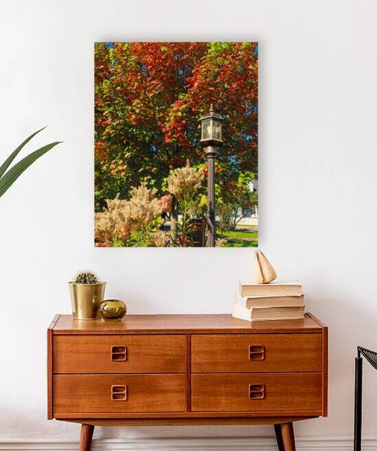 Fall Foliage with Lamp on Mackinac Island 180262 by Bill Swartwout Photography