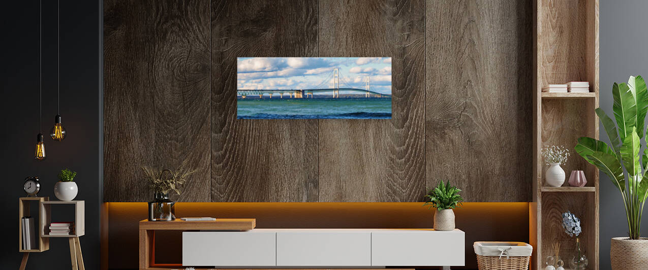 Mackinac Bridge Panorama from Mackinaw City 170072 by Bill Swartwout Photography