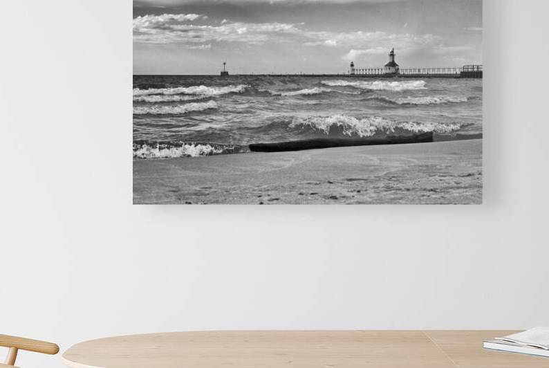 Historic Beacons on the St. Joseph Breakwater in Monochrome by Bill Swartwout Photography