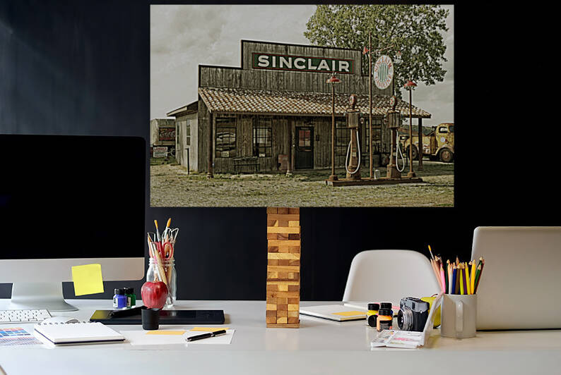 Vintage Gas Station in Goldtone 110261 by Bill Swartwout Photography