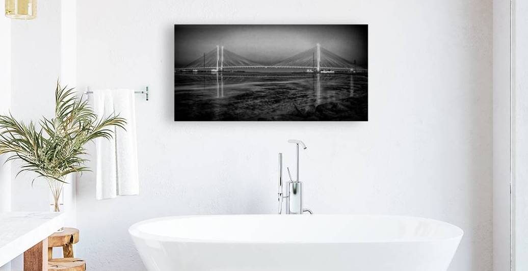 Indian River Bridge Twilight Panorama Monochrome by Bill Swartwout Photography