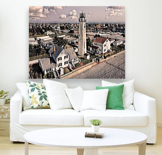 Fenwick Island Lighthouse Aerial View Charcoal by Bill Swartwout Photography