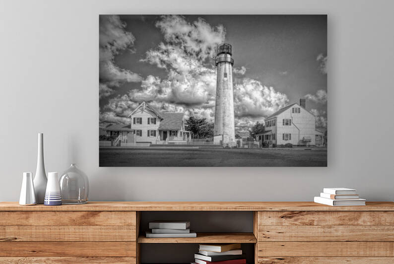 Fenwick Island Lighthouse Street View Black and White by Bill Swartwout Photography