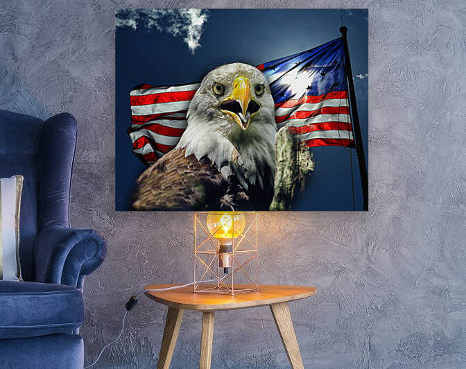 Patriotism with American Flag and Bald Eagle by Bill Swartwout Photography