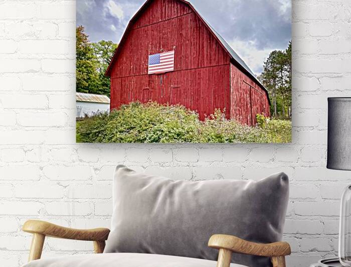 Patriotic Red Barn in Michigan by Bill Swartwout Photography