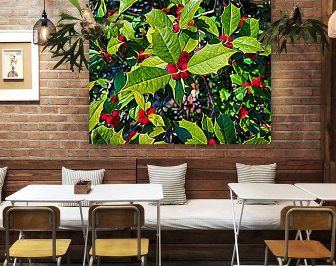 Holly with Red Berries Expressionism by Bill Swartwout Photography