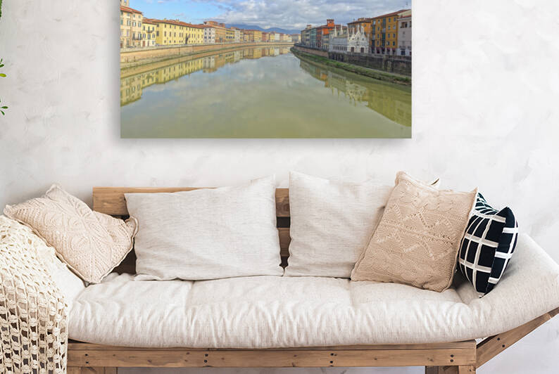 Arno River with colorful old houses in Pisa Tuscany Italy by IB Photography