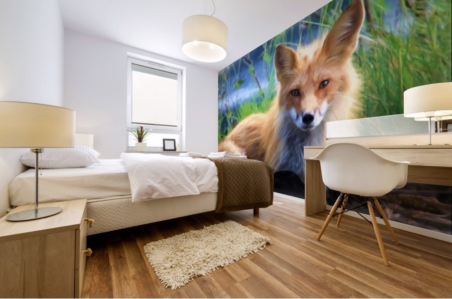 Beautiful Red Fox  Portrait Posing Mural print