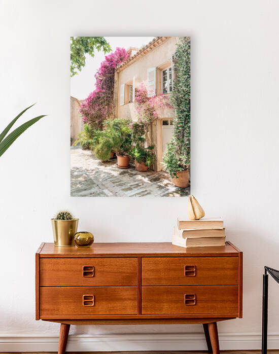 Grimaud House | France Cote dAzur Pink Flowers | Travel Photography | Bright Pastel Colored Art Print Pastel Tones by Radu Bercan
