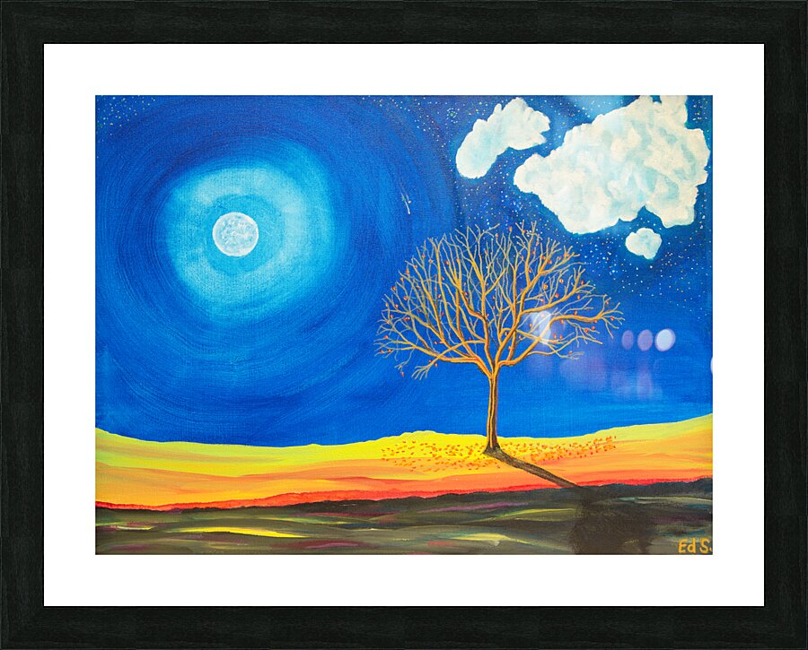 A-32 Cloud Tree Moon Picture Frame print