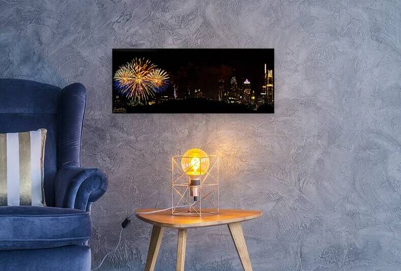 4th of July Philadelphia Blue Orange 5x1  by Joyful Photography