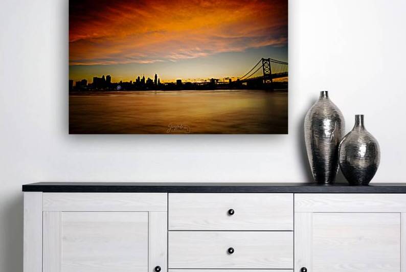 Philadelphia Skyline Silo Sunset Orange by Joyful Photography