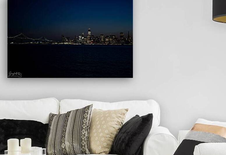 San Francisco Skyline at Night Wide View by Joyful Photography