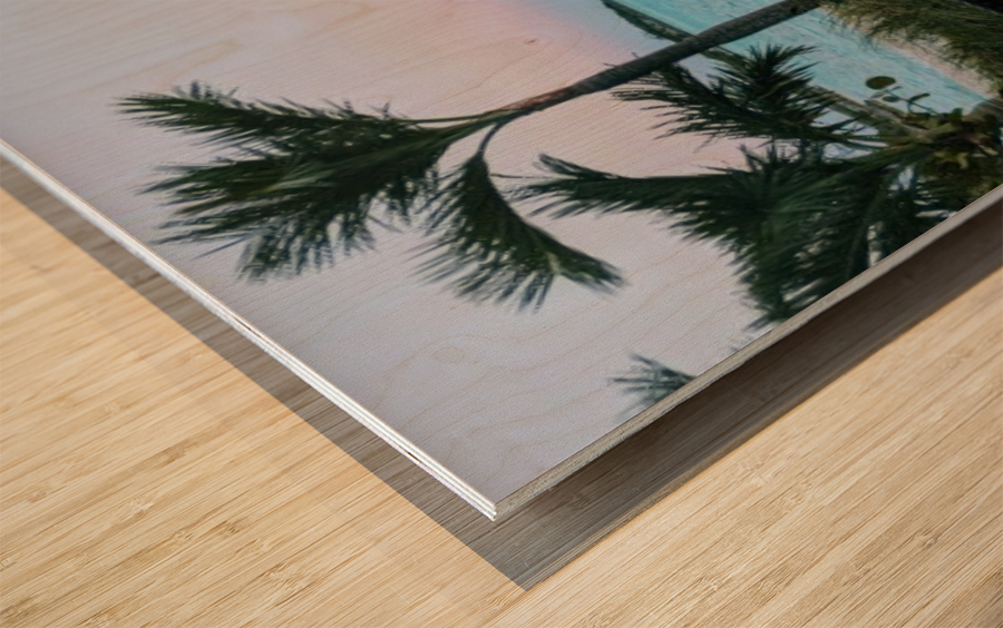 Sunset in Highbourne Cay Wood print