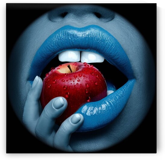 Temptations Bite: Blue Lips and Red Apple by my click
