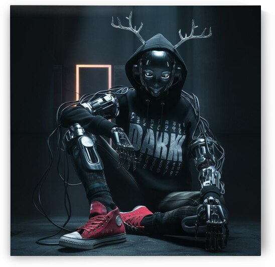 Cyber Enigma: The Dark Antlered Robot by my click
