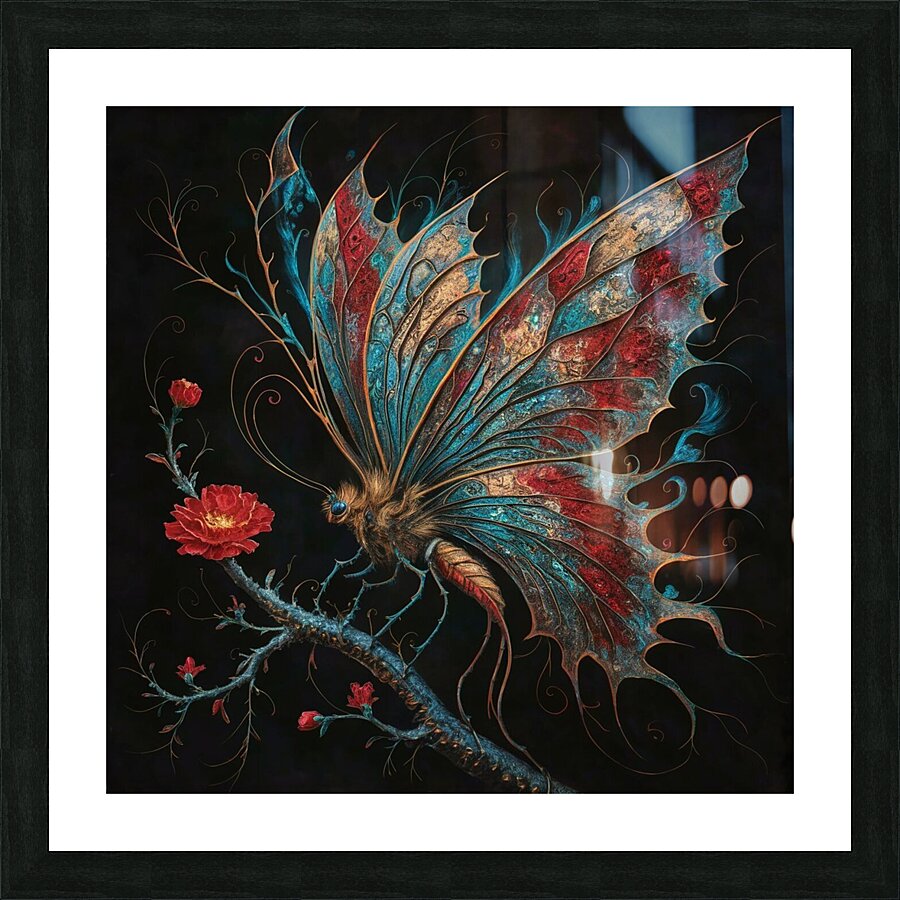 a stunning dark fantasy painting featuring a vibr Picture Frame print