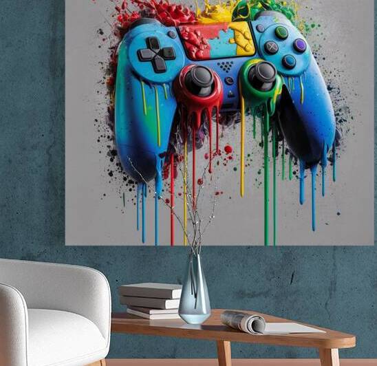 a vibrant and colorful game controller that appea by my click