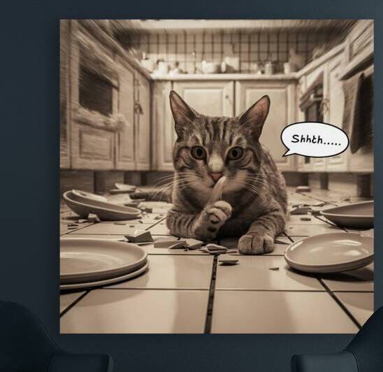 a conceptual 3d render of a cat lying on a tiled by my click