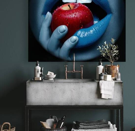 Temptations Bite: Blue Lips and Red Apple by my click