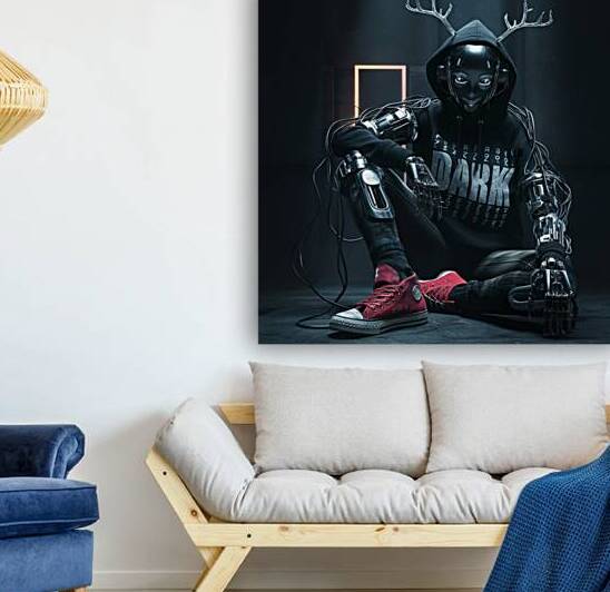 Cyber Enigma: The Dark Antlered Robot by my click