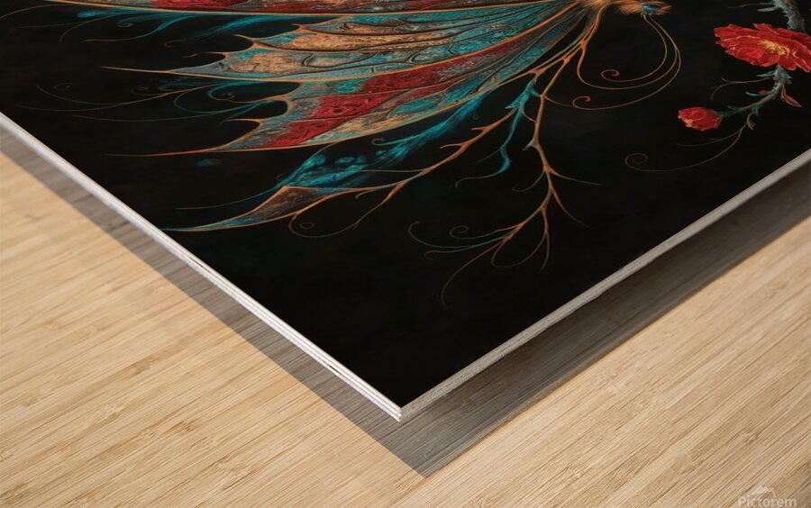 a stunning dark fantasy painting featuring a vibr Wood print