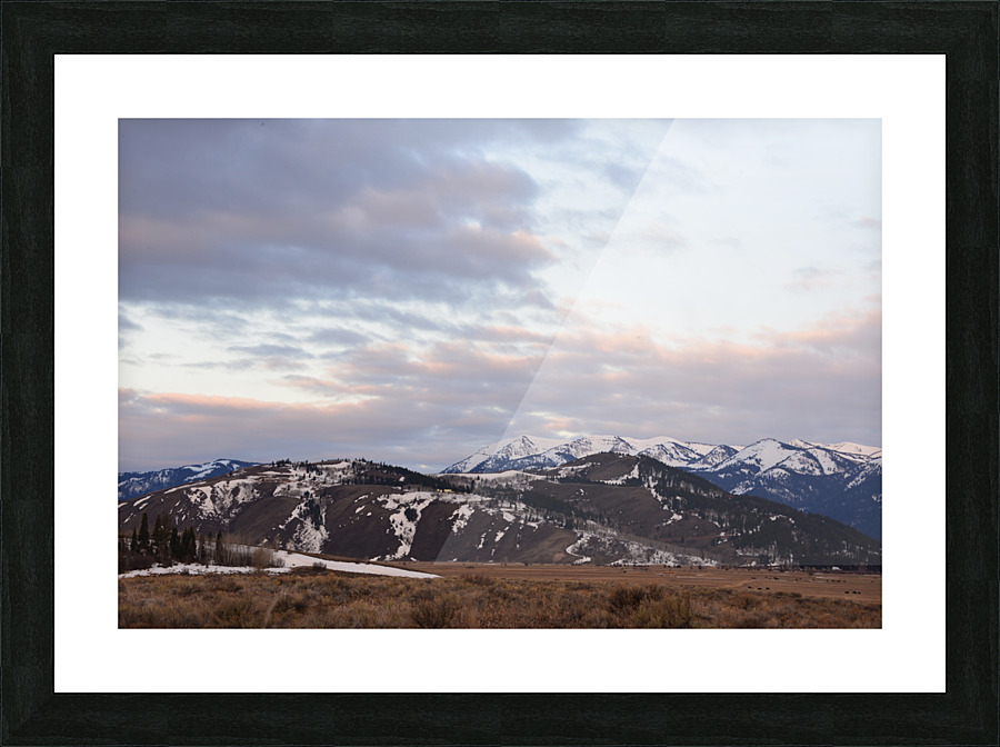 Cloudy Sunrise Near Mountain Range Picture Frame print