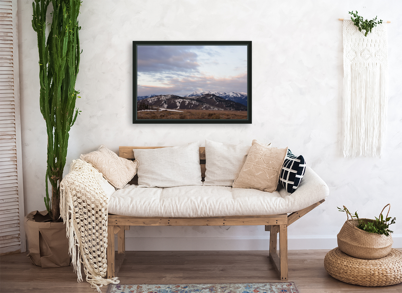 Cloudy Sunrise Near Mountain Range Reproduction