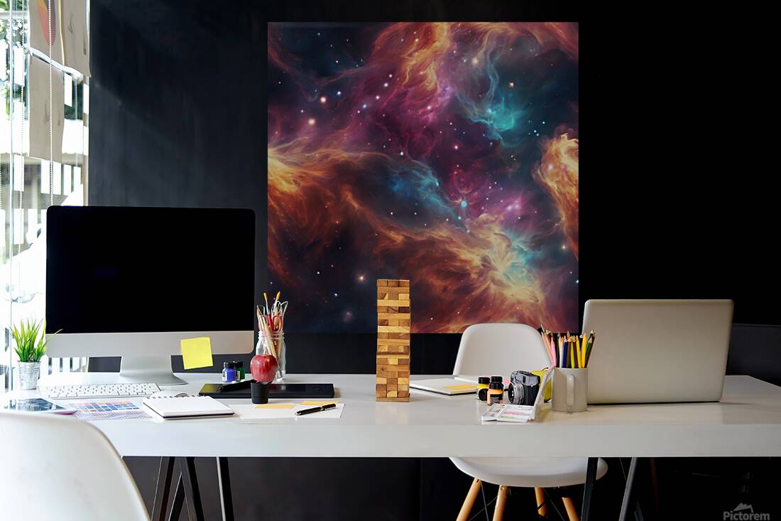 Glowing nebula of vibrant gas and celestial dust  Reproduction