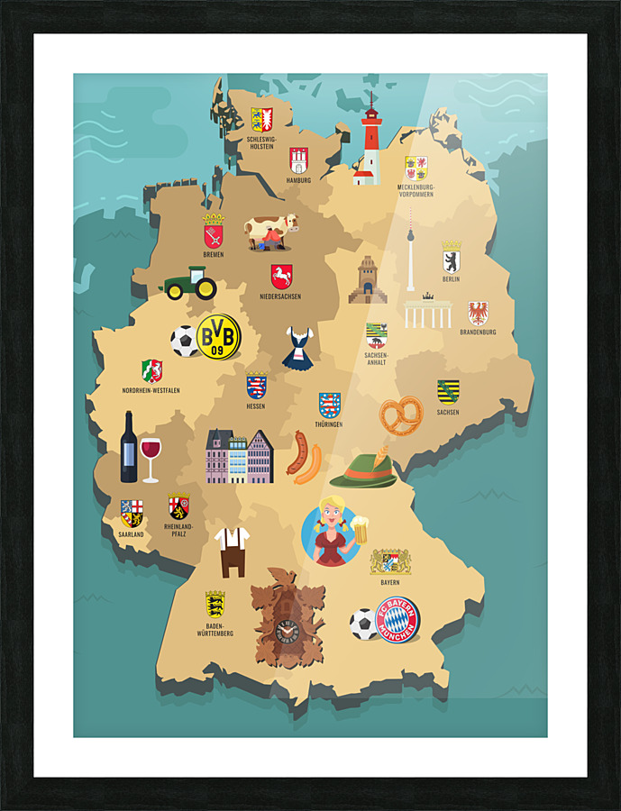 Germany Map Picture Frame print