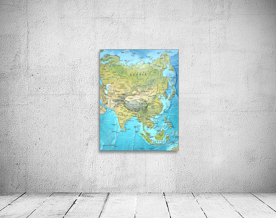 Asia Physical Map Wall Preview