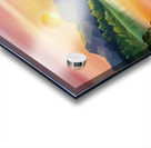 A stunning landscape scene with a vibrant sunset over a serene lake surrounded by towering mountains Acrylic print