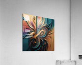 A stunning abstract digital art image with swirling organic shapes and vibrant colors including turquoise pink and gold Acrylic Print