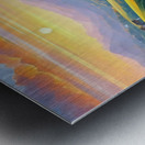 A stunning landscape with a vibrant sunset over rolling hills and valleys Metal print