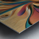 A stunning abstract digital art image with swirling organic shapes and vibrant colors including turquoise pink and gold Metal print