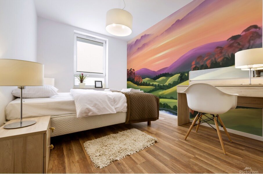 a stunning wall art painting depicting a serene l Mural print