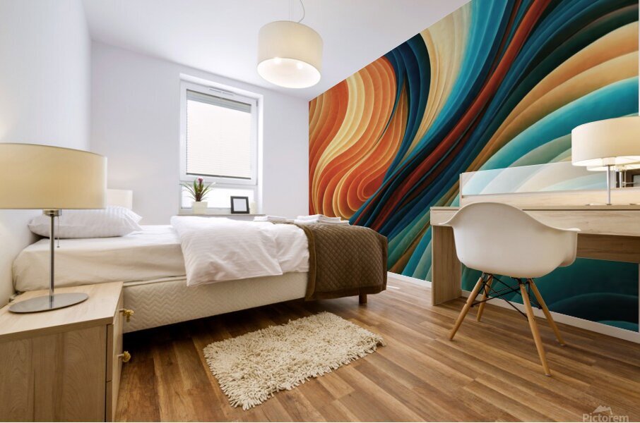 A stunning abstract image with swirling organic shapes and vibrant colors Mural print